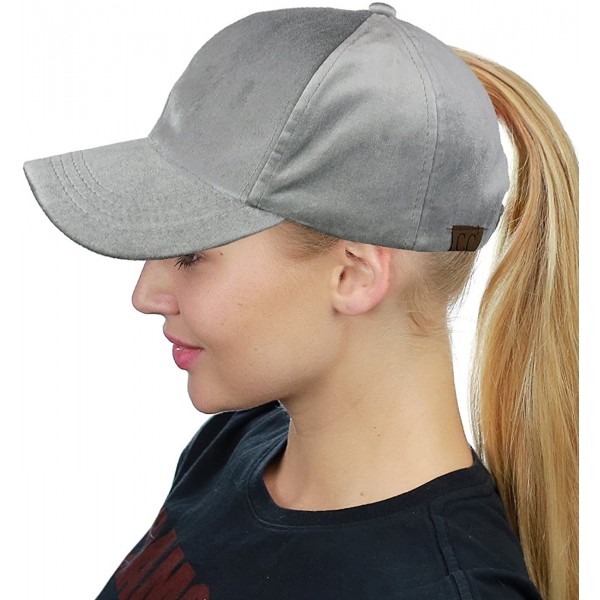 Baseball Caps Ponycap Messy High Bun Ponytail Soft Velvet Adjustable Baseball Cap Hat- Light Gray - CE187DS52K7 $17.48