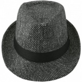 Fedoras Trilby Fedoras Panama Jazz Hat Short Brim Bowler Hat for Men/Women - Grey - C418HKMASHQ $17.84