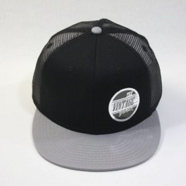 Baseball Caps Plain Cotton Twill Flat Brim Mesh Adjustable Snapback Trucker Baseball Cap - Black - CB122TZG2YN $10.83