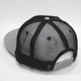 Baseball Caps Plain Cotton Twill Flat Brim Mesh Adjustable Snapback Trucker Baseball Cap - Black - CB122TZG2YN $10.83