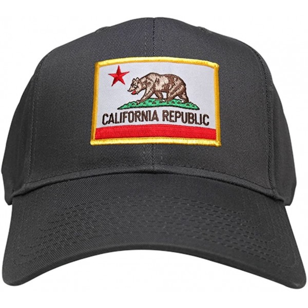 Baseball Caps California Republic Embroidered Iron On Patch Gold Border Snapback Baseball Cap - Charcoal - C312LZNAO8T $15.00