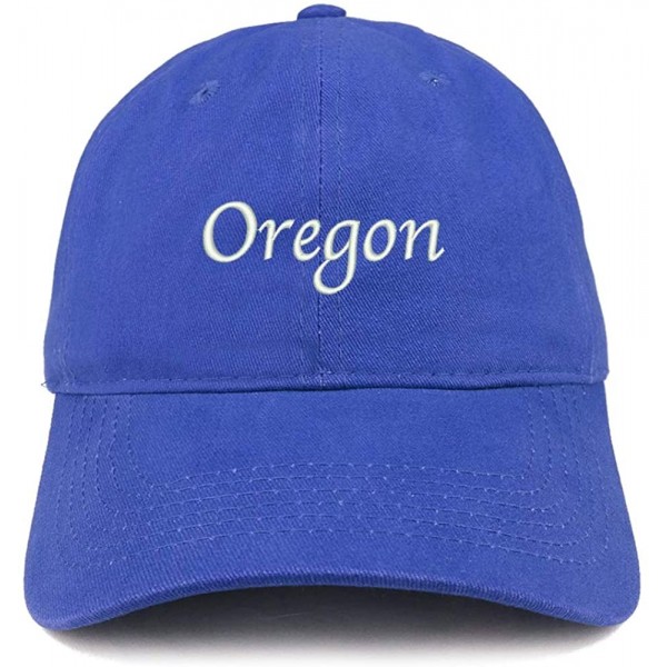 Baseball Caps Oregon Embroidered 100% Cotton Adjustable Cap Dad Hat - Royal - CQ18SR3WOEZ $13.53