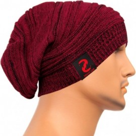 Skullies & Beanies Unisex Adult Winter Warm Slouch Beanie Long Baggy Skull Cap Stretchy Knit Hat Oversized - Claret - CW1291E...