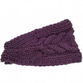 Cold Weather Headbands Winter Warm Thick Cable Knit Headband - Purple - CX1236J6ODF $10.57