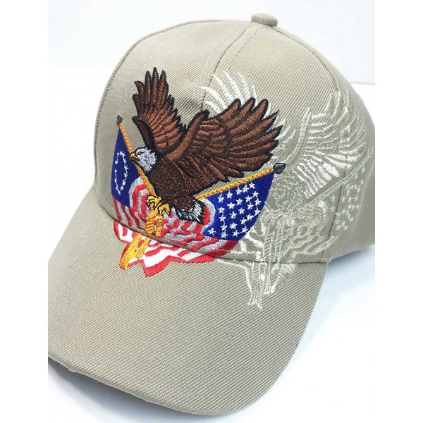 Patriotic Embroidered American Eagle Clutching Double Flags Baseball ...