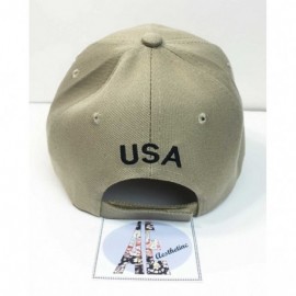 Baseball Caps Patriotic Embroidered American Eagle Clutching Double Flags Baseball Cap (Khaki) - CY12CKFD8KN $13.81