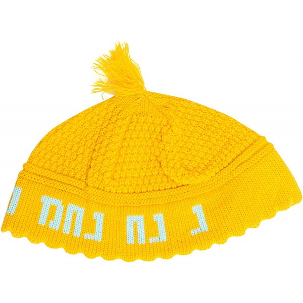 Skullies & Beanies Yarmulke Nachman Judaica Yamakah Yarmulka - Orange Yellow & Light Blue - C3180GUINY4 $13.61