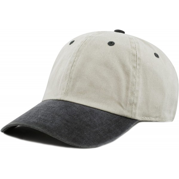 Baseball Caps 100% Cotton Pigment Dyed Low Profile Dad Hat Six Panel Cap - 3. Beige Black - CC12FOXYRNP $8.33