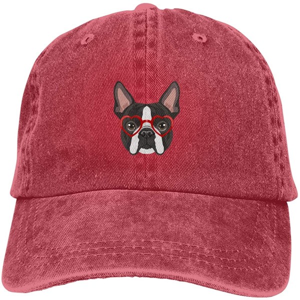 Baseball Caps Denim Cap Boston Terrier Dog Hipster Glasses Baseball Dad Cap Classic Adjustable Sports for Men Women Hat - CP1...