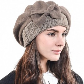 Berets Lady French Beret 100% Wool Beret Chic Beanie Winter Hat HY023 - Knit-brown - CU12O1PNI5T $14.88