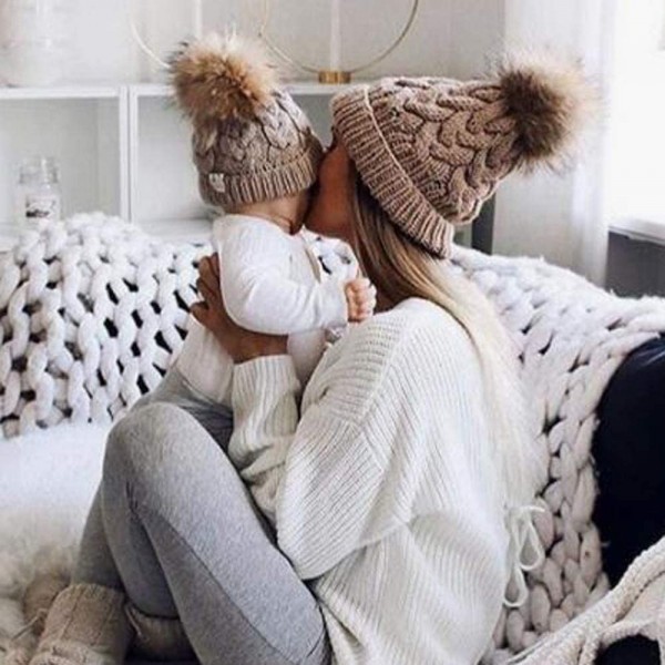 Family Matching Warm Hat for Women Kids Baby Keep Hats Knitted Wool ...