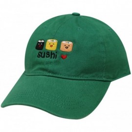 Baseball Caps Sushi Love Cotton Baseball Dad Caps - Kelly Green - CA17XQ7K6OO $13.26