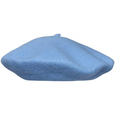 Women's Wool Solid Color Classic French Beret Beanie Hat - Sky Blue ...