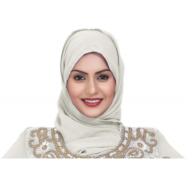 Balaclavas Women Faux Georgette Ethnic- Evening- Party- Handscarf Soft Neck Head Wraps Cap- Full Cover Hat - Off White - CC18...