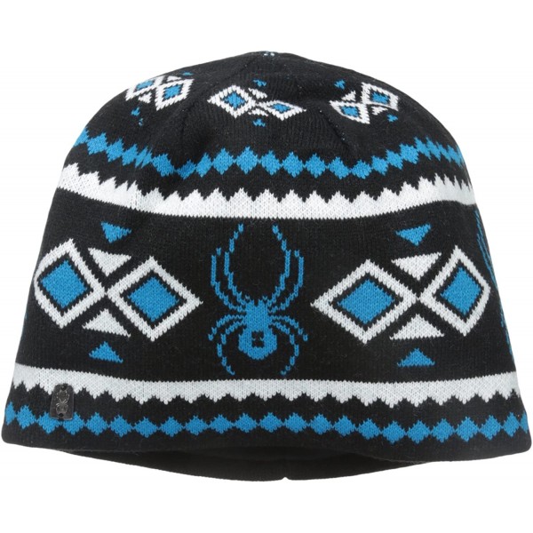 Skullies & Beanies Men's Courmayeur Hat - Black/Electric Blue/White - CP11VYYFALV $26.12