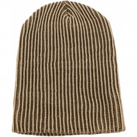 Skullies & Beanies Two Tone Slouchy Knit Beanie Warm Winter Skater Ski Hip-hop Hat - Brown - CO11PKZLGEV $14.04