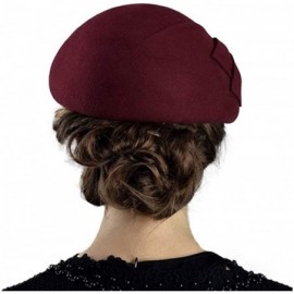 Berets Womens Wool Felt French Berets Bowler Hat Artist Boina Bowknot Cap - Red - CF18H6CU2QU $20.99