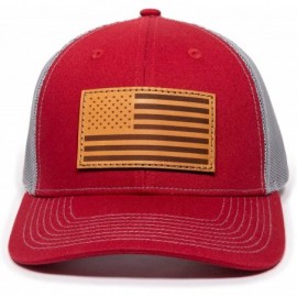 Baseball Caps American Flag USA Genuine Leather Patch Mesh Back Trucker Hat - Adjustable Snapback Baseball Cap for Men & Wome...