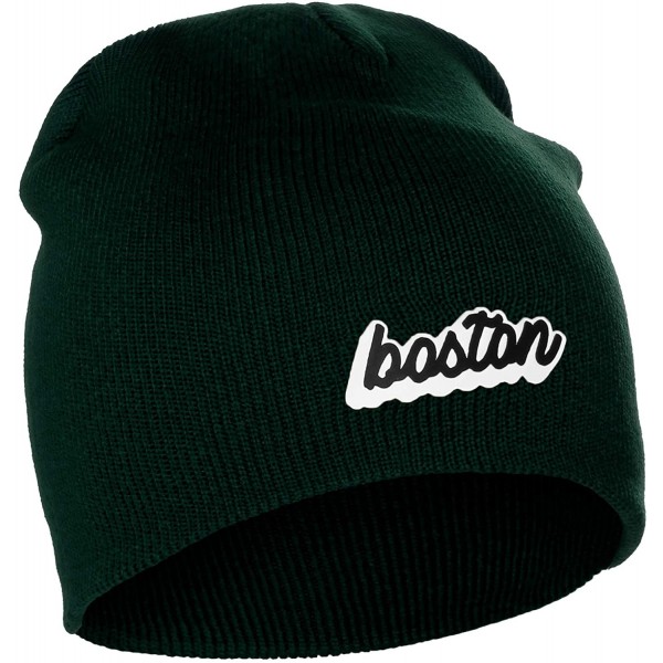 Skullies & Beanies Classic USA Cities Winter Knit Cuffless Beanie Hat 3D Raised Layer Letters - Boston Green - White Black - ...