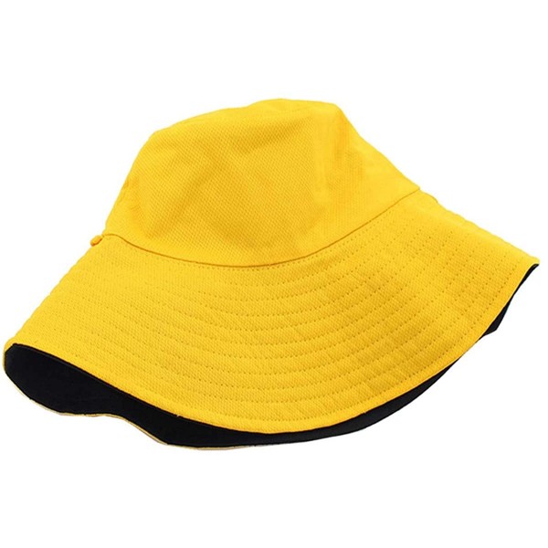 Women Reversible UV Sun Protection Bucket Hat Wide Brim Cap - Yellow ...