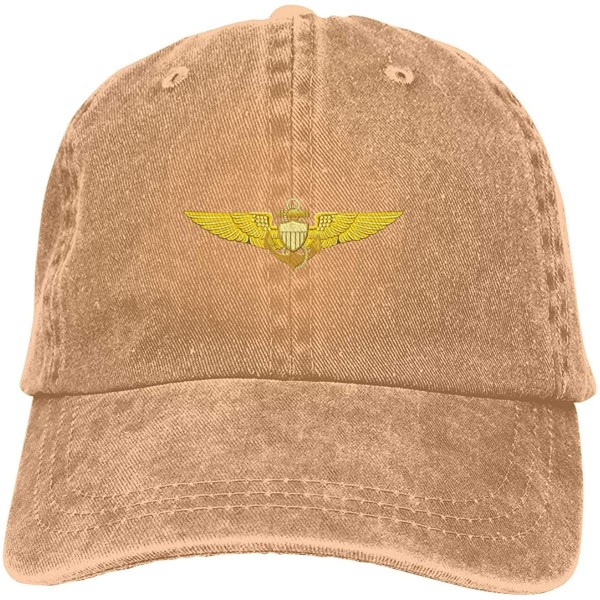 Baseball Caps US Navy Pilot Wings Mens Cotton Adjustable Washed Twill Baseball Cap Hat - Natural - CF18M8S4XIE $20.54