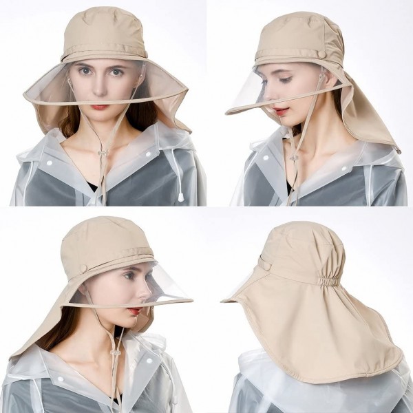 Women Waterproof Rain Hat Protection Chin Strap Trasparent Visible ...