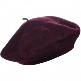 Berets French Style Lightweight Casual Classic Solid Color Wool Beret - Wine - CX187UUQWOR $11.41