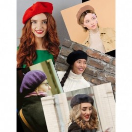 Berets French Style Lightweight Casual Classic Solid Color Wool Beret - Wine - CX187UUQWOR $11.41