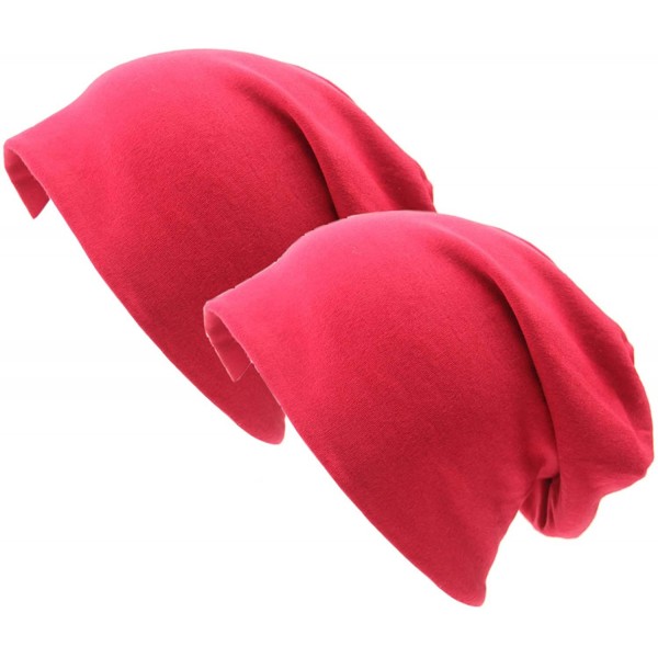 Skullies & Beanies Women Men Slouchy Beanie Hat Soft Stretch Baggy Chemo Sleep Cap Hip Hop Beanies - Red - CU18AK8OT5O $11.62