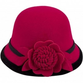 Bucket Hats Cloche Round Hat for Women Beanie Flower Dress Church Elegant British - A-red - C418TDXMM3A $20.40