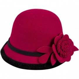 Bucket Hats Cloche Round Hat for Women Beanie Flower Dress Church Elegant British - A-red - C418TDXMM3A $20.40