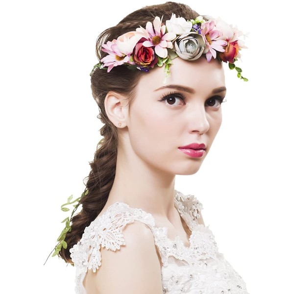 Headbands Newly arrived Rattan Flower Vine Crown Tiaras Necklace Belt Party Decoration - Pink-3 - CE183D6S38H $12.57