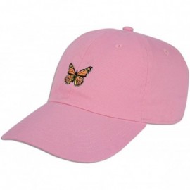 Baseball Caps Monarch Butterfly Embroidered Dad Cap Hat Adjustable Polo Style Unconstructed - Lt. Pink - CP189AM2Q0N $13.90