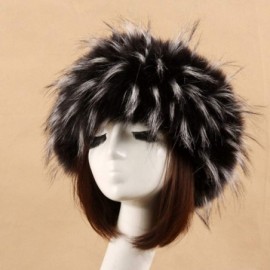 Skullies & Beanies Women's Faux Fur Headband Soft Winter Cossack Russion Style Hat Cap - Black&white - C118L8I4RSH $11.21