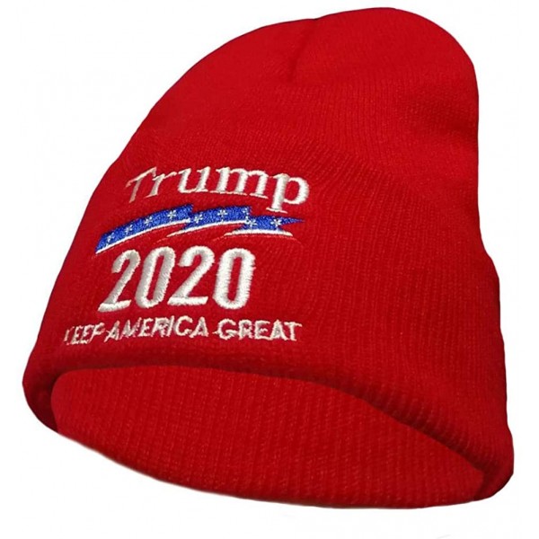 Skullies & Beanies Keep America Great 2020 Donald Trump Unisex Cuffed Plain Skull Knit Hat Cap - Red 003 - CF18YLX4ZT8 $10.78