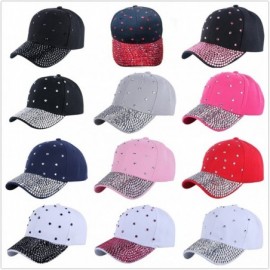 Baseball Caps Women Rhinestone Bling Baseball Cap Adjustable Studded Crystal Snapback Sun Hat - Pink-silverstone - CH18GZ7K9U...