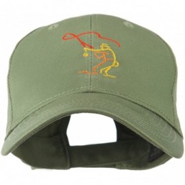 Baseball Caps Fly Fishing Man Outline Embroidered Cap - Olive - CU11GI714A5 $18.82