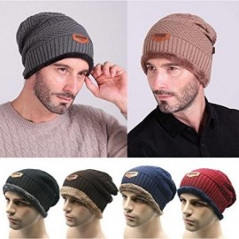 Skullies & Beanies Mens Slouchy Beanie Hat Trendy Warm Chunky Soft Stretch Cable Knit Winter Christmas Sport Fleece Cap - Kha...