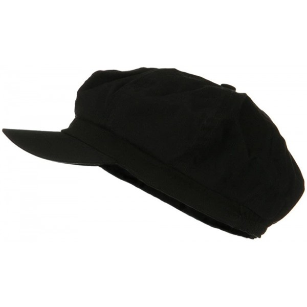 Cotton Elastic Newsboy Cap - Black - CX186AK9726