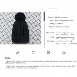 Skullies & Beanies Women's Winter Beanie Warm Fleece Lining - Thick Slouchy Cable Knit Skull Hat Ski Cap - Black - CG12MYMWTX...