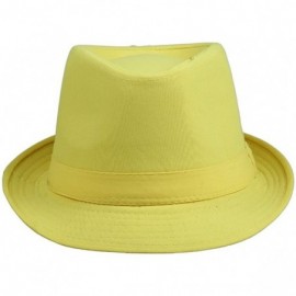 Fedoras Neon Summer Straw Boho Fedora Panama Hat Sun Men Golf Visor - Yellow - CM11WVAWYL1 $10.69