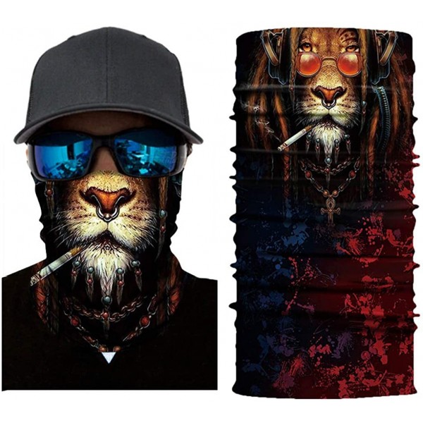 Balaclavas Lion Print Face Mask- Rave Bandana- Neck Gaiter- Scarf- Summer Balaclava for Dust Wind UV Protection - Anl - CU197...