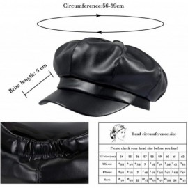 Newsboy Caps Women Newsboy Hat Cap for Ladies Visor Beret Hat - 3a116-pu Leather-black - C518Y62EWCS $9.99