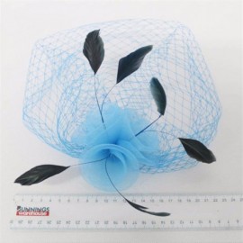 Headbands Face Veil Flower Feather Clip On Birdcage Races Fascinator Headpiece Headwear - blue - CW12MXV5U8V $9.38