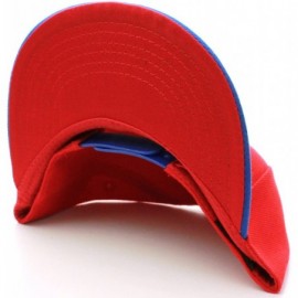 Baseball Caps Classic Flat Bill Visor Blank Snapback Hat Cap with Adjustable Snaps - Red - Blue - CP119R34S5L $10.64