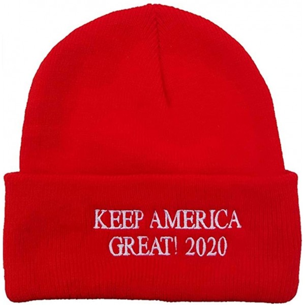 Skullies & Beanies MAGA 2020 Donald Trump Keep America Great! 100% Made in USA Premium Red Beanie - CL18I0LZC7E $18.05