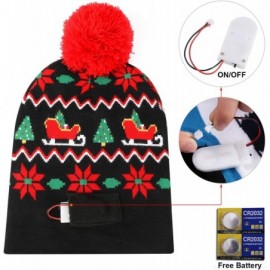 Skullies & Beanies LED Light Up Hat Beanie Knit Cap- Colorful LED Xmas Christmas Beanie - 2 Pcs-c - C318X2LKZ92 $12.06