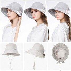 Sun Hats Packable Sun Bucket Hats for Women with String Beach SPF Protection Bonnie Gardening 55-59cm - Gray_89009 - CE18CYTU...