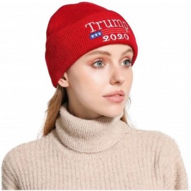 Baseball Caps Trump 2020 Knitted Beanies Caps Men Women Embroidery Winter Warm Hat - K-red - CV18ZXYHG2K $7.67