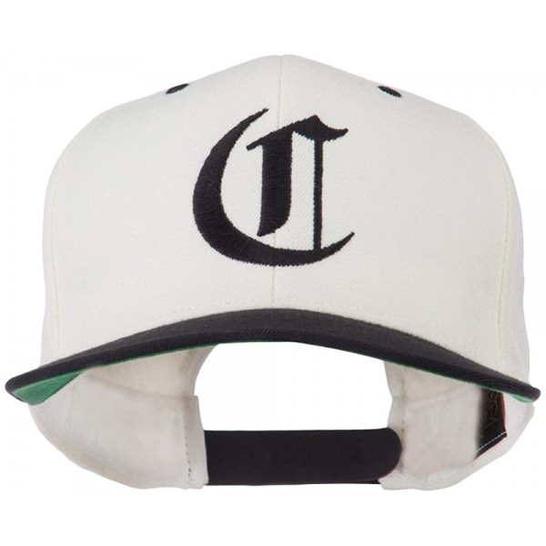 Baseball Caps Large Old English C Embroidered Flat Bill Cap - Natural Black - CD11MJ3MPF1 $29.11